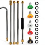 YUET High Pressure Washer Wand Extension Set, Replacement Lance, 8.5 ft 1/4 Inch Quick Connect, 4000 PSI Gutter Cleaning Tool Rod, Roof Cleaner Lance with 5 Pcs Nozzle Tips, 10 Pcs Rubber Ring-0