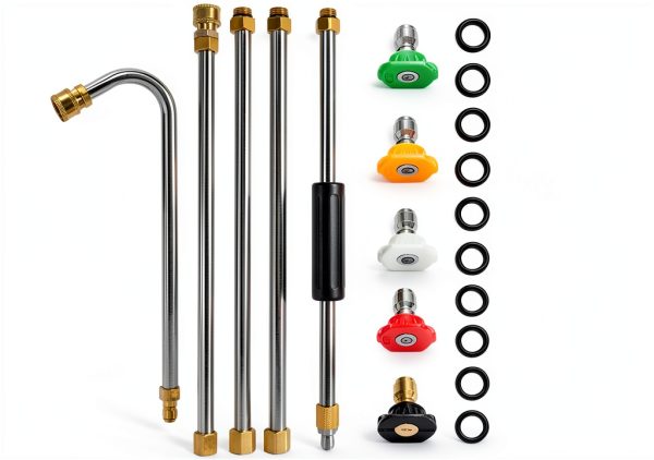 YUET High Pressure Washer Wand Extension Set, Replacement Lance, 8.5 ft 1/4 Inch Quick Connect, 4000 PSI Gutter Cleaning Tool Rod, Roof Cleaner Lance with 5 Pcs Nozzle Tips, 10 Pcs Rubber Ring-0