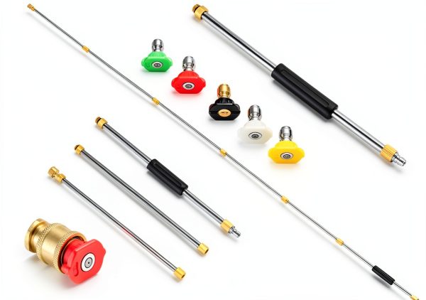 YUET High Pressure Washer Wand Extension Set, Replacement Lance, 8.5 ft 1/4 Inch Quick Connect, 4000 PSI Gutter Cleaning Tool Rod, Roof Cleaner Lance with 5 Pcs Nozzle Tips, 10 Pcs Rubber Ring-1