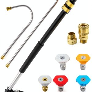 Pressure Washer Telescoping Wand EVEAGE 10FT Silver Aluminum Extension-0