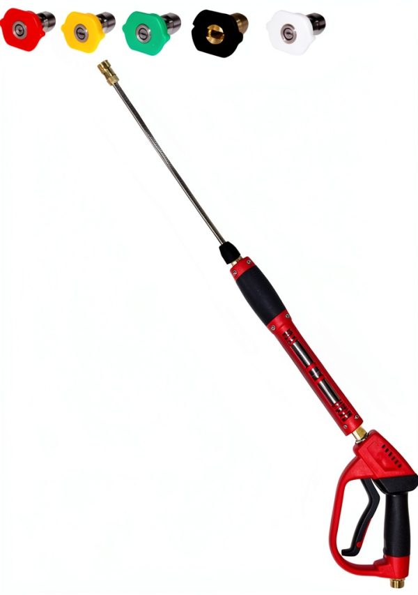 Hourleey High Power Pressure Washer Gun Red with 5 Nozzle Tips and M22-5