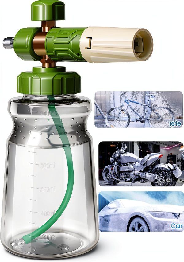 Foam Cannon for Pressure Washer, Upgraded Wide Mouth Snow Foam Cannon for Car Wash, Adjustable Thick Portable Car Wash Sprayer with 1/4" Quick Connector, Additional 1.1 mm Orifice Nozzle-6