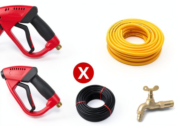 Hourleey High Power Pressure Washer Gun Red with 5 Nozzle Tips and M22-1