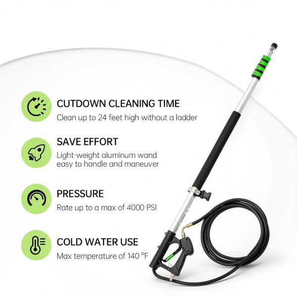 Pressure Washer Telescoping Wand REALYOU 24ft with 5 Nozzles & Brush-1