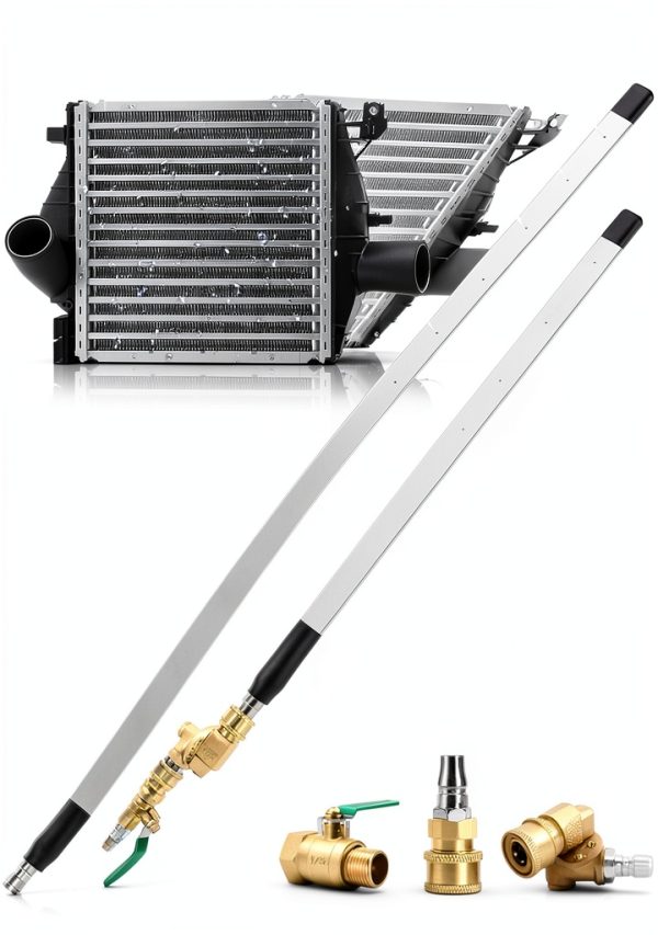 47" & 24" Radiator Cleaning Wand 2-Piece Set - 4500 PSI Stainless Steel Dual Water/Air Radiator cleaner Cleaner w/Pressure Washer Gun Adapter & Tips for Cars, Trucks, Heavy Equipment (47″ and 24″)-0
