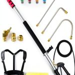 24 FT Telescoping Pressure Washer Wand with Pressure Washer Extension Wand,Brush Head,Gutter Cleaner Attachment and Support Belt,Pressure Washer Extension Pole for Wall Roof Gutter-0