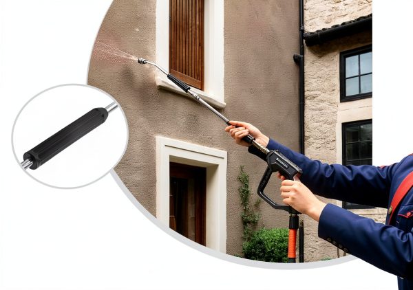 Pressure Washer Extension Wand, Anti-Slip Grip Power Washer Lance for Car Washing, Curved Angled and Straight Wand Replacement, 2 Pack, 1/4'' Quick Connect-3