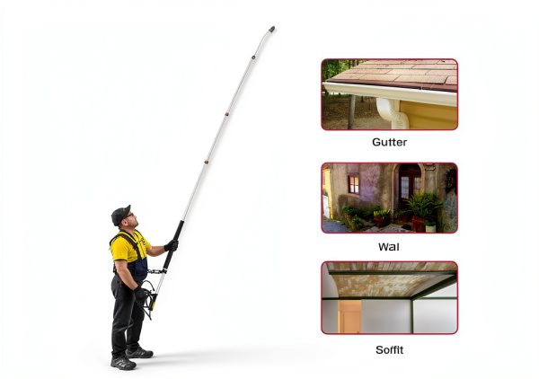 24 FT Telescoping Pressure Washer Wand with Pressure Washer Extension Wand,Brush Head,Gutter Cleaner Attachment and Support Belt,Pressure Washer Extension Pole for Wall Roof Gutter-6