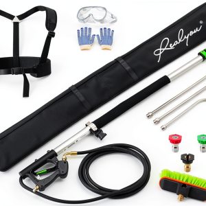 Pressure Washer Telescoping Wand REALYOU 24ft with 5 Nozzles & Brush-0