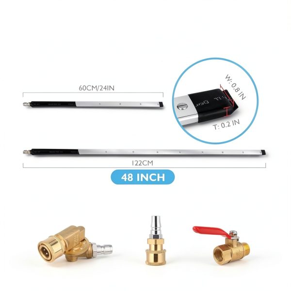 48" and 24" Radiator Cleaning Wand Set, 8 Nozzle Tips Pressure Washer Wand with Adapter Set, Water Air Cleaning Wands for Cars, Trucks, Trailers, Heavy Machinery-1